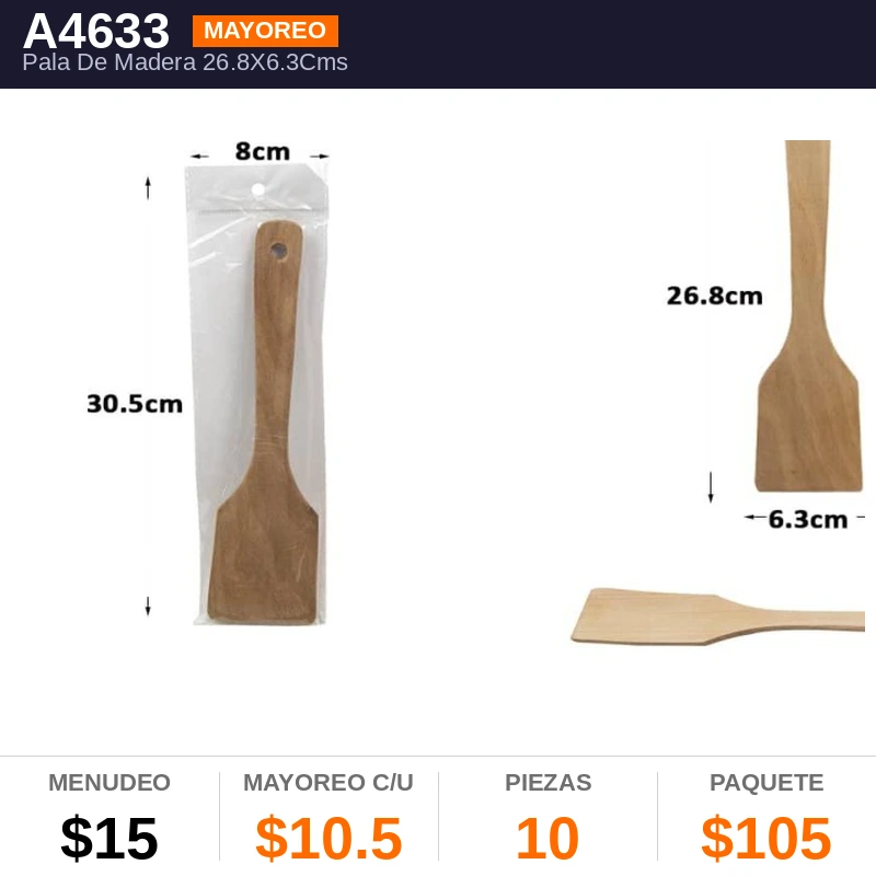 Pala De Madera 26.8X6.3Cms - Pack x10