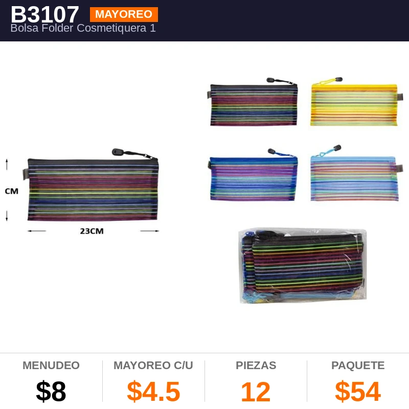 Bolsa Folder Cosmetiquera 11.5X23.5 - Pack x12