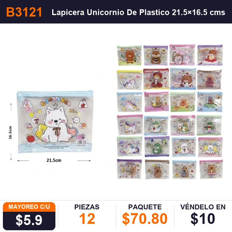 Lapicera Unicornio De Plastico 21.5x16.5 cms - Pack x12