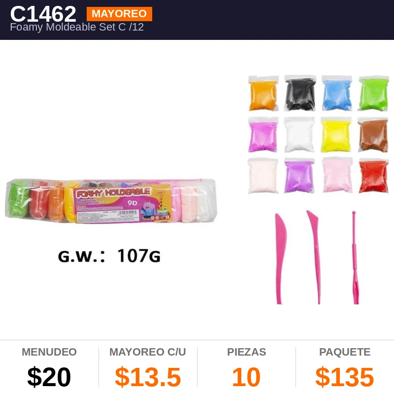 Foamy Moldeable Set C/12 Colores - Pack x10