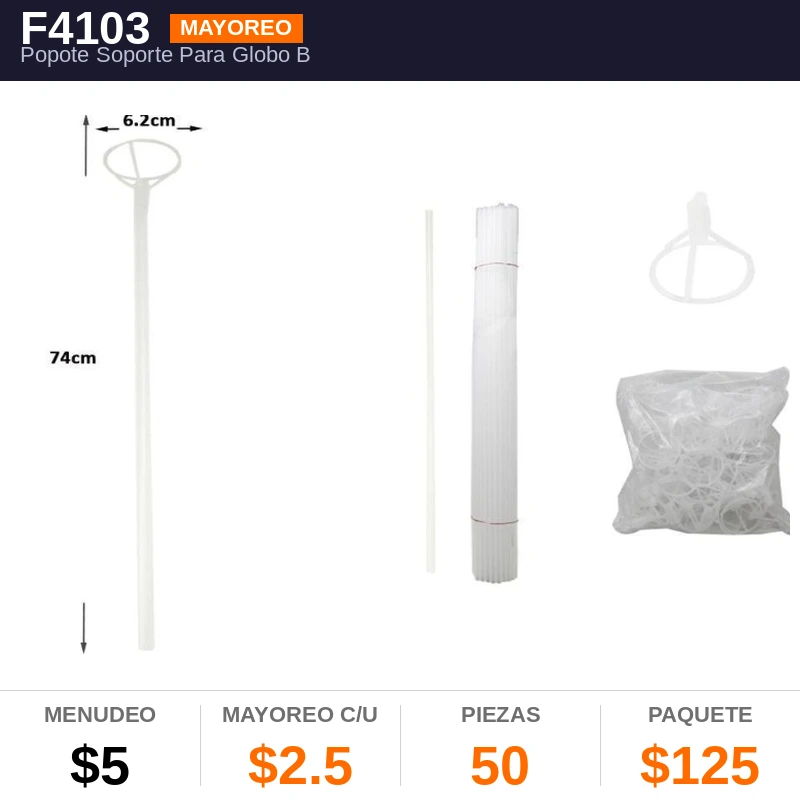 Popote Soporte Para Globo 70Cms - Pack x50