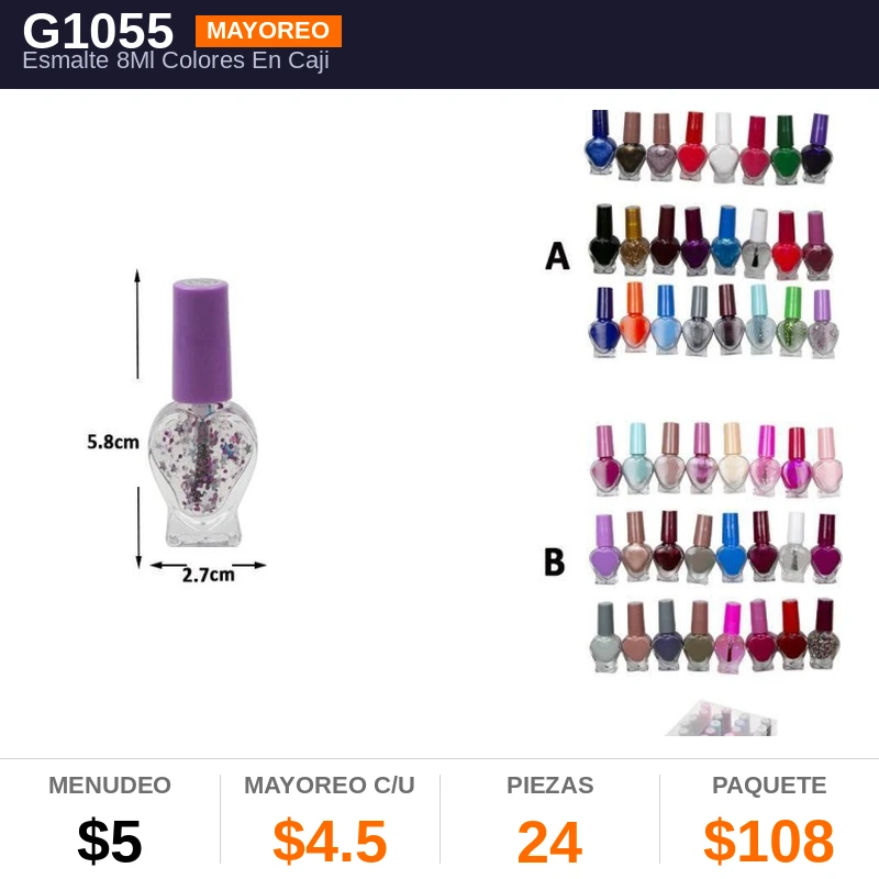 Esmalte 8Ml Colores En Cajita Pvc - Pack x24