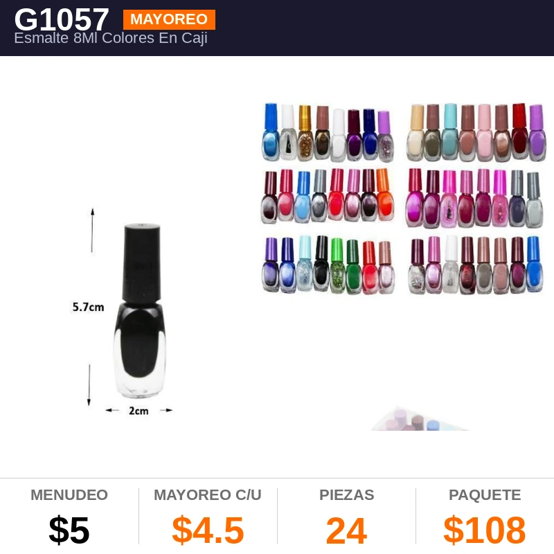 Esmalte 8Ml Colores En Cajita Pvc - Pack x24
