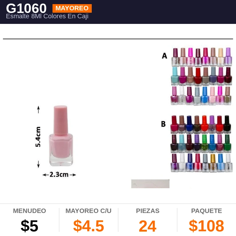 Esmalte 8Ml Colores En Cajita Pvc - Pack x24