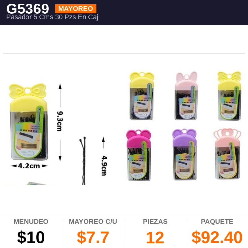 Pasador 5 Cms 30 Pzs En Cajita - Pack x12
