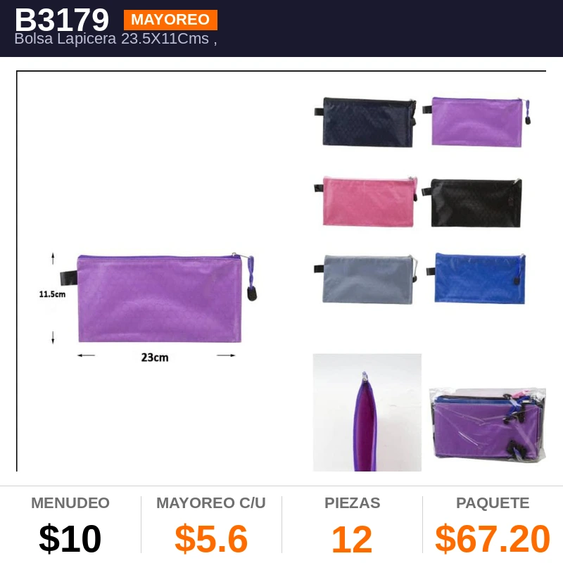Bolsa Lapicera 23.5X11Cms - Pack x12