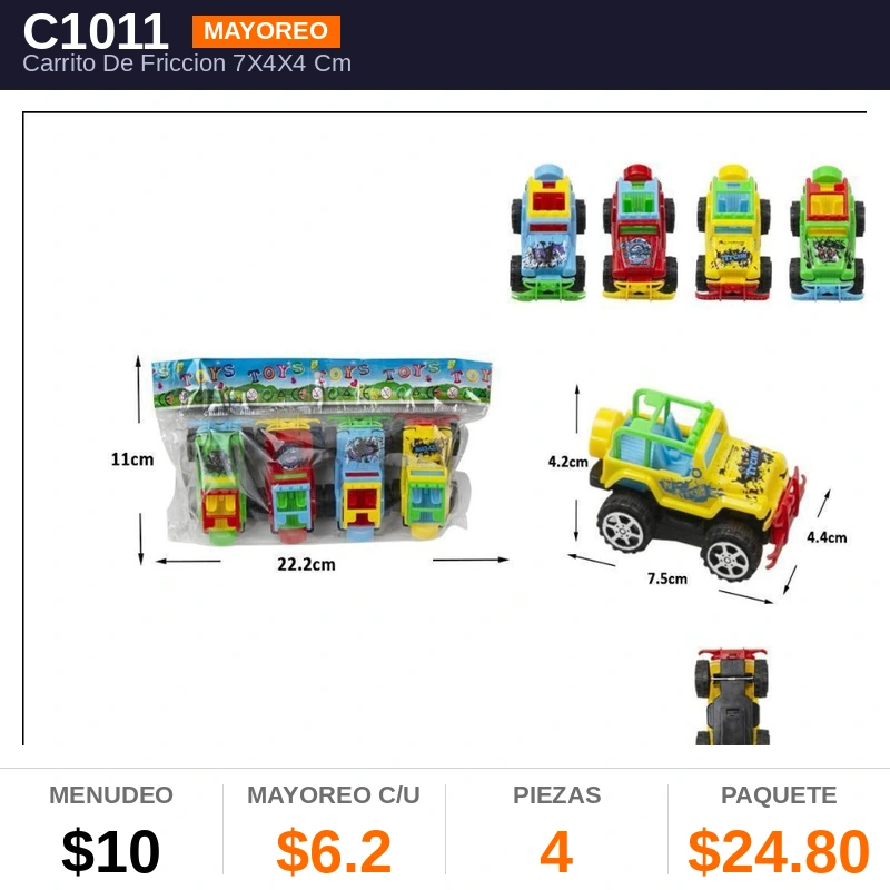 Carrito De Friccion 7X4X4 Cms - Pack x4