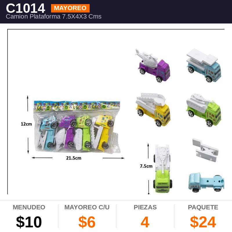 Camion Plataforma 7.5X4X3 Cms - Pack x4