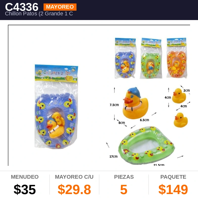 Chillon Patos (2 Grande 1 Chico) - Pack x5