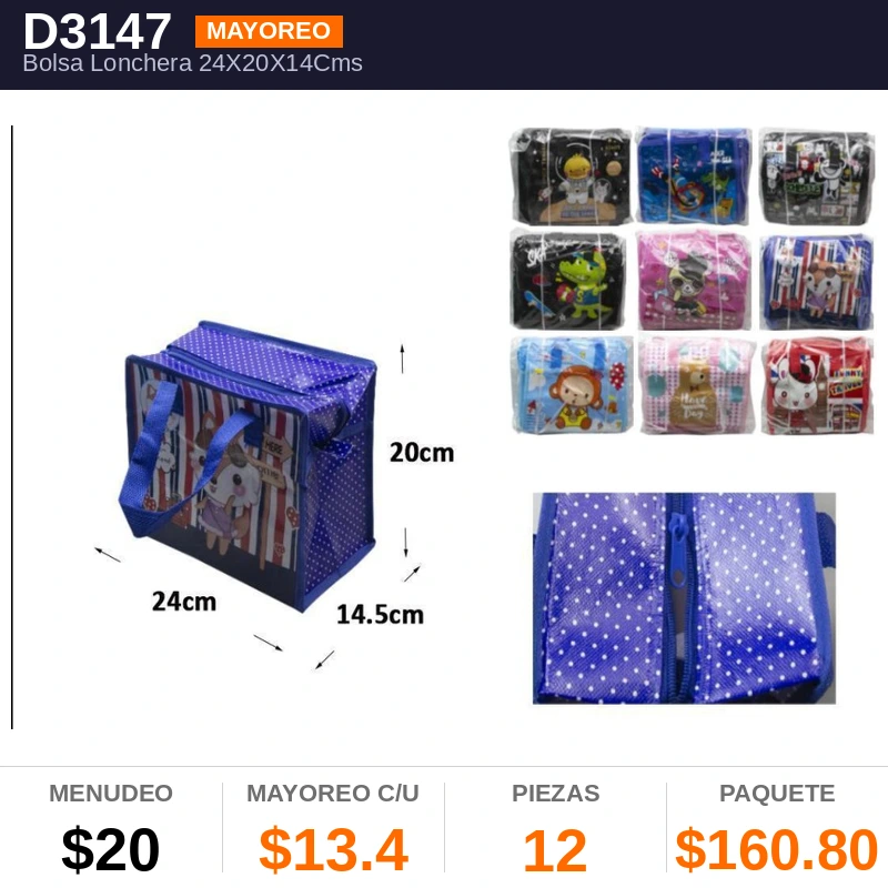 Bolsa Lonchera 24X20X14 Cms - Pack x12