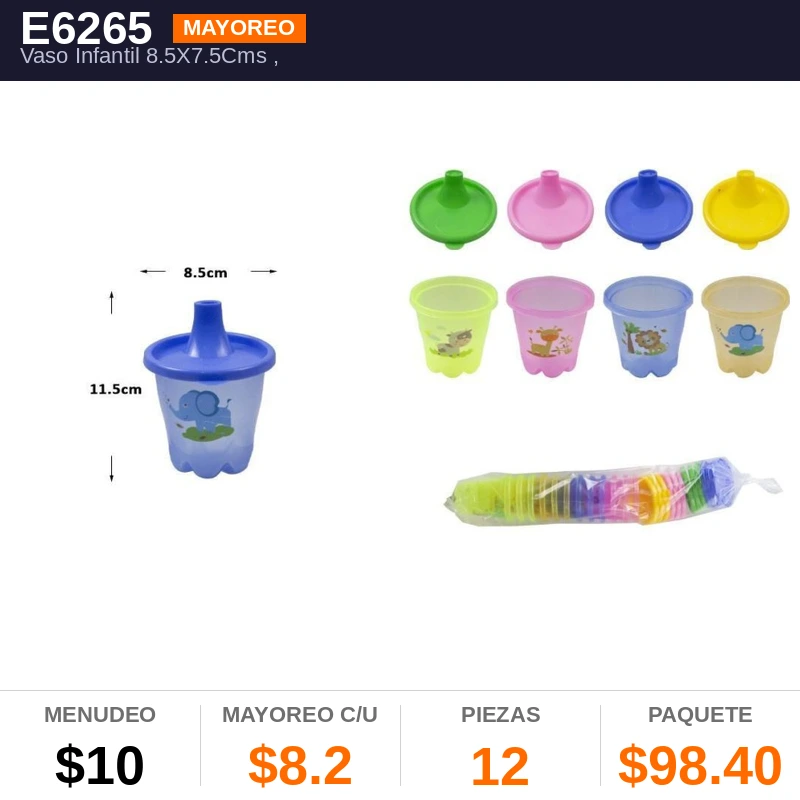 Vaso Infantil 8.5X7.5Cms - Pack x12