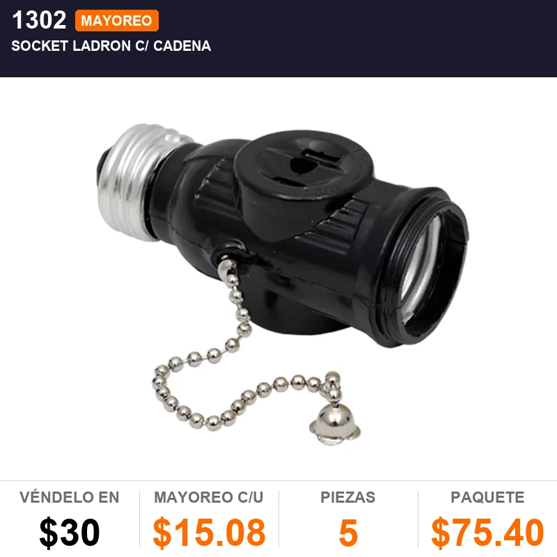 Socket ladron c/ cadena - Pack x5