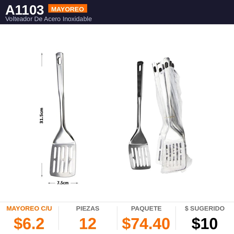 Volteador De Acero Inoxidable - Pack x12