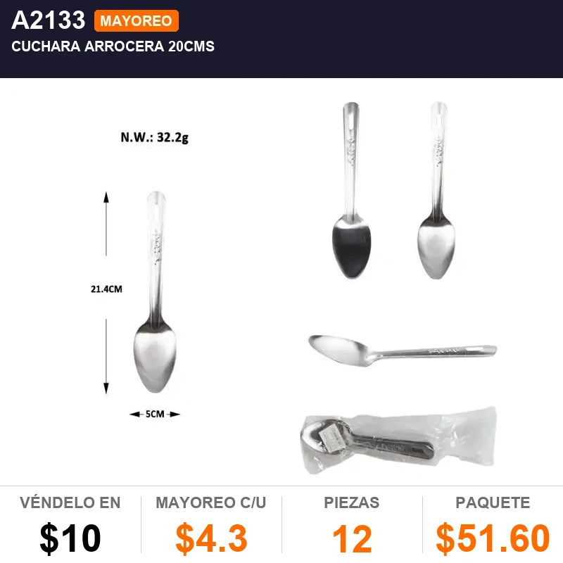 Cuchara arrocera 20cms - Pack x12