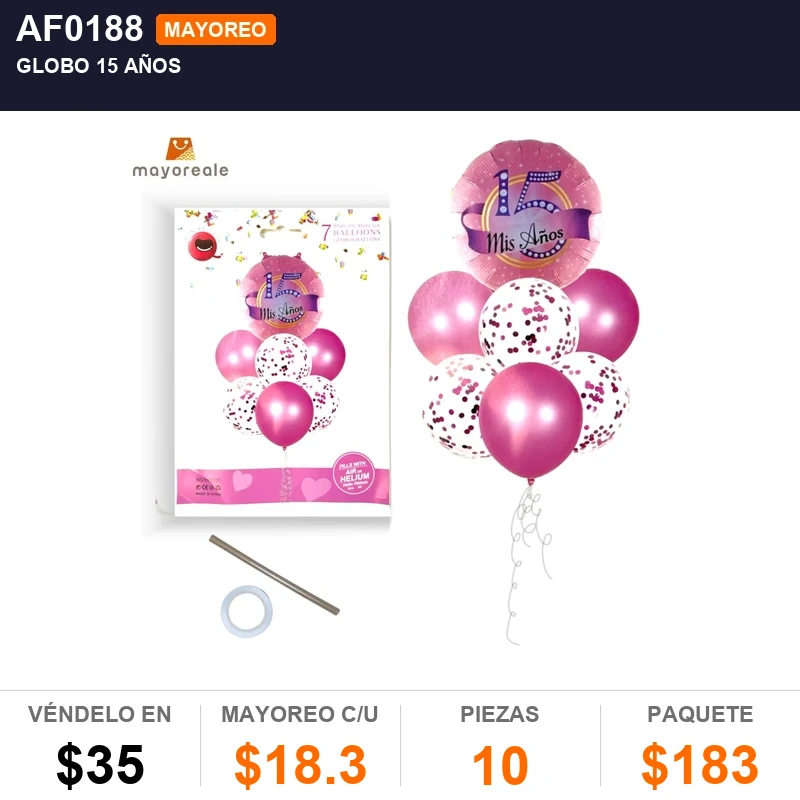 Globo 15 años - Pack x10
