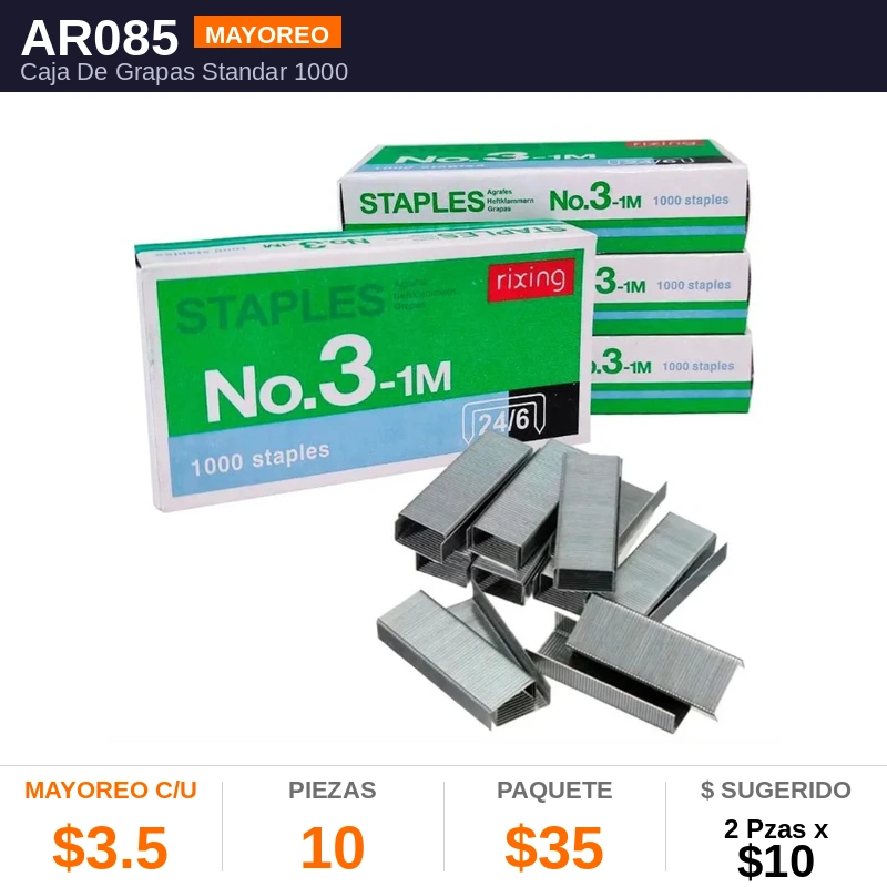 Caja De Grapas Standar 1000Pzas - Pack x10