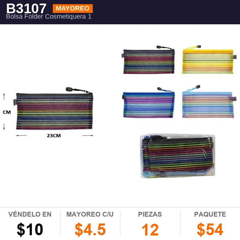 Bolsa Folder Cosmetiquera 11.5X23.5 - Pack x12
