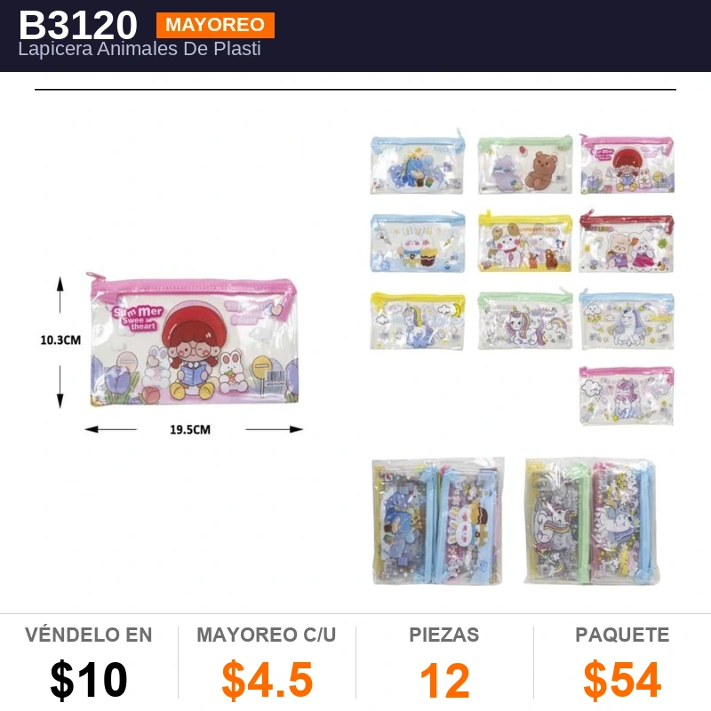 Lapicera Animales De Plastico 19.5X10.3 cms - Pack x12