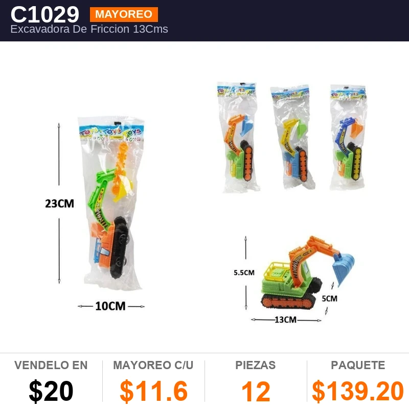 Excavadora De Friccion 13Cms - Pack x12