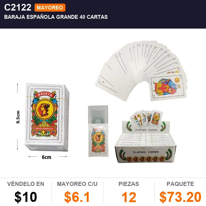 Baraja Española Grande 40 Cartas - Pack x12