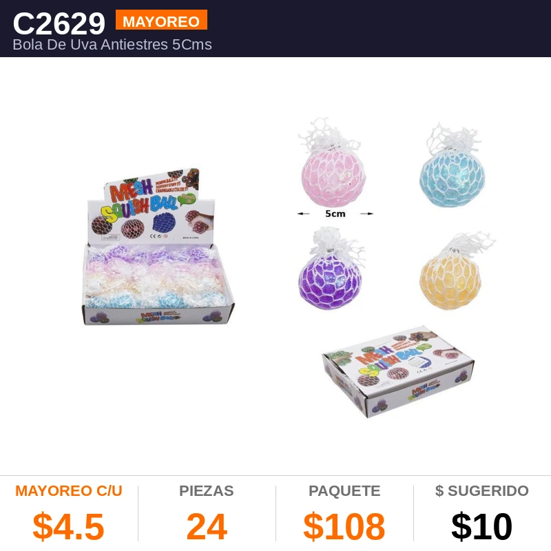 Bola De Uva Antiestres 5Cms - Pack x24