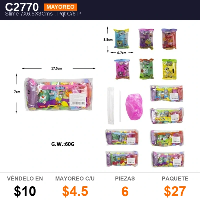 Slime 7X6.5X3Cms - Pack x6