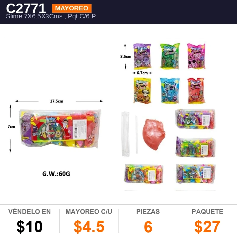 Slime 7X6.5X3Cms - Pack x6