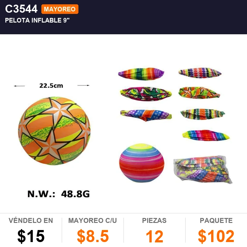 Pelota inflable 9" - Pack x12