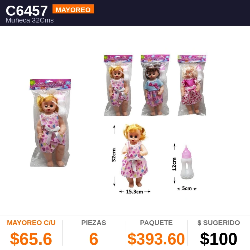 Muñeca 32Cms - Pack x6