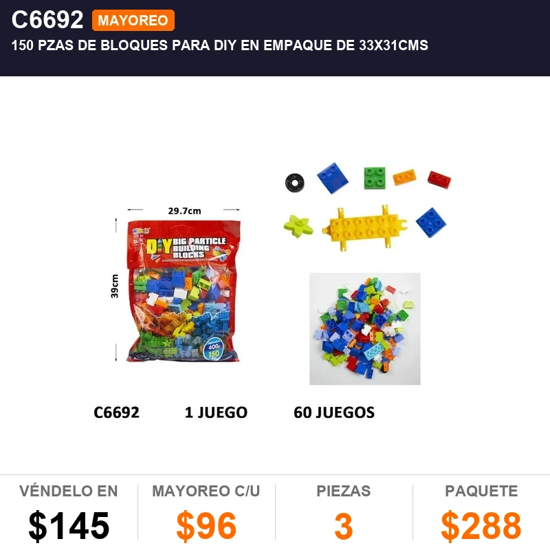 150 Pzas De Bloques Para Diy En Empaque De 33X31Cms - Pack x3