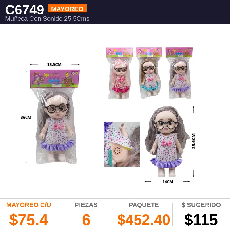 Muñeca Con Sonido 25.5Cms - Pack x6