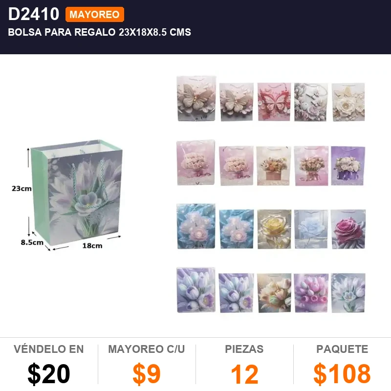 Bolsa para regalo 23x18x8.5 cms - Pack x12