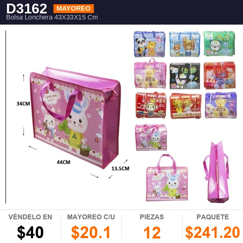 Bolsa Lonchera 43X33X15 Cms - Pack x12