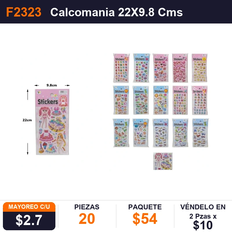 Calcomania 22X9.8 Cms - Pack x20