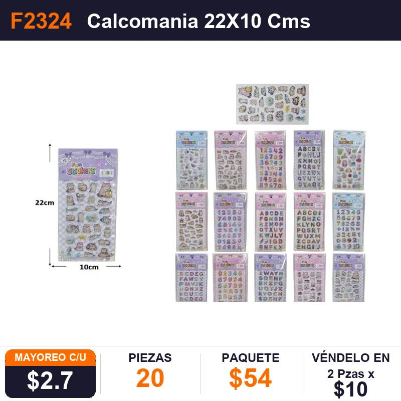 Calcomania 22X10 Cms - Pack x20
