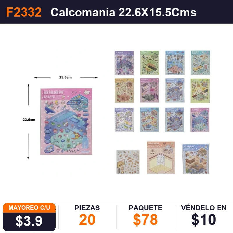 Calcomania 22.6X15.5Cms - Pack x20