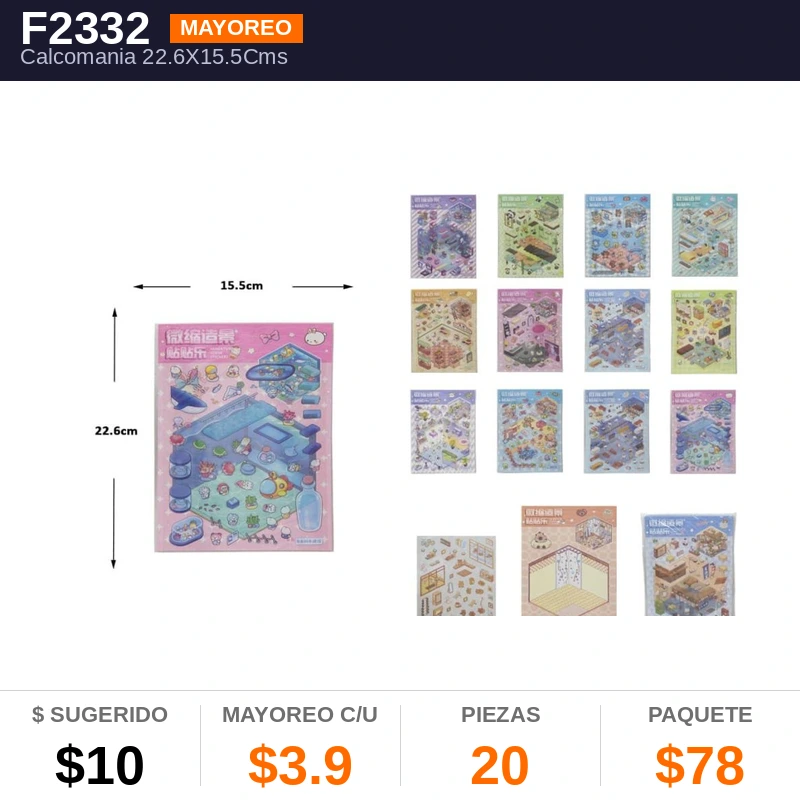 Calcomania 22.6X15.5Cms - Pack x20