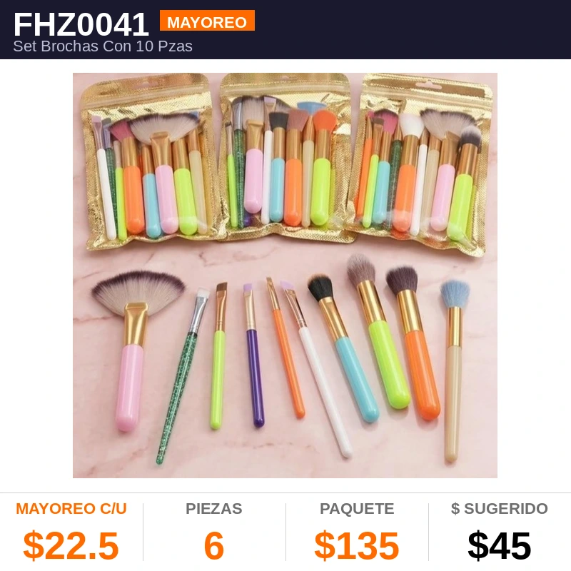 Set Brochas Con 10 Pzas - Pack x12