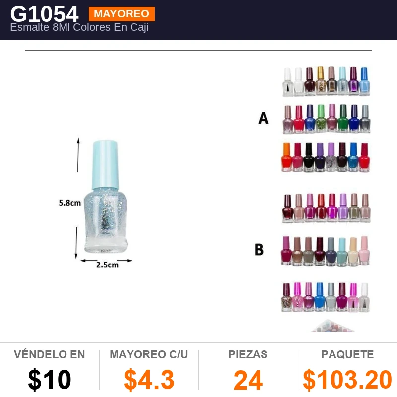 Esmalte 8Ml Colores En Cajita Pvc - Pack x24