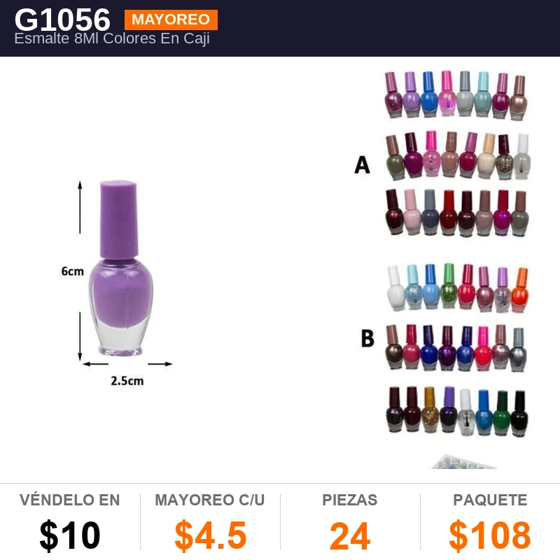 Esmalte 8Ml Colores En Cajita Pvc - Pack x24