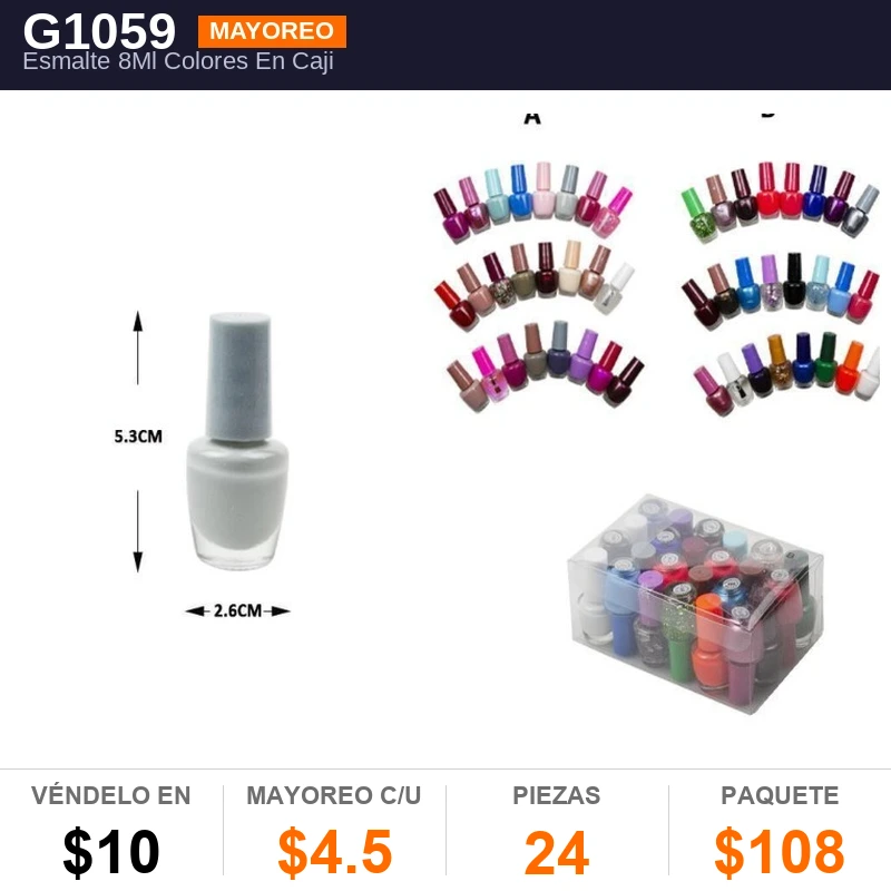 Esmalte 8Ml Colores En Cajita Pvc - Pack x24