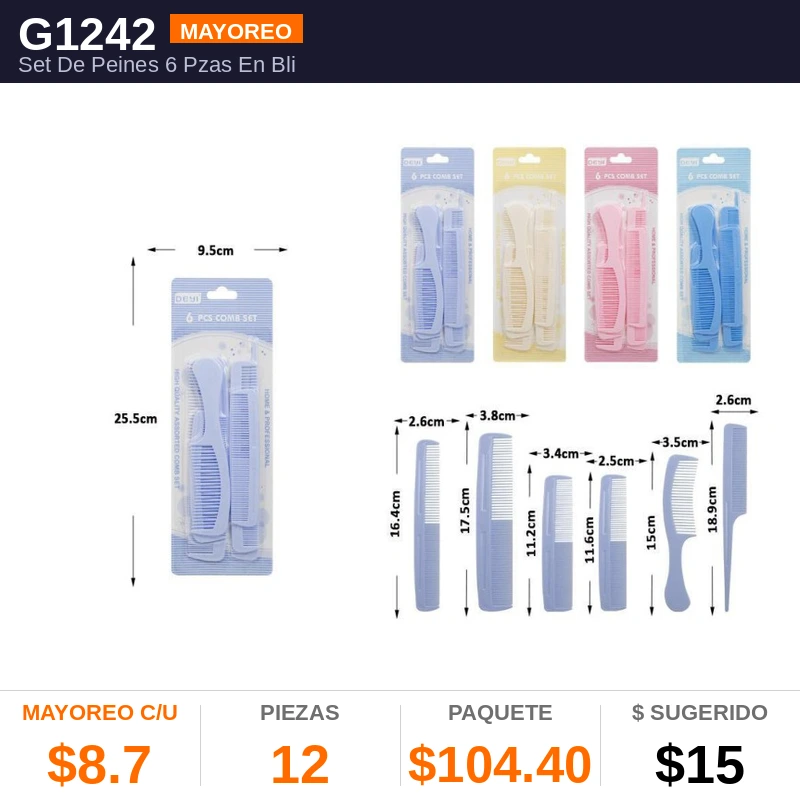 Set De Peines 6 Pzas En Blister - Pack x12