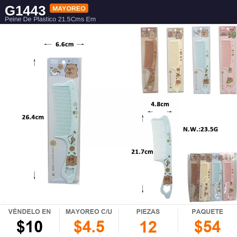 Peine De Plastico 21.5Cms - Pack x12