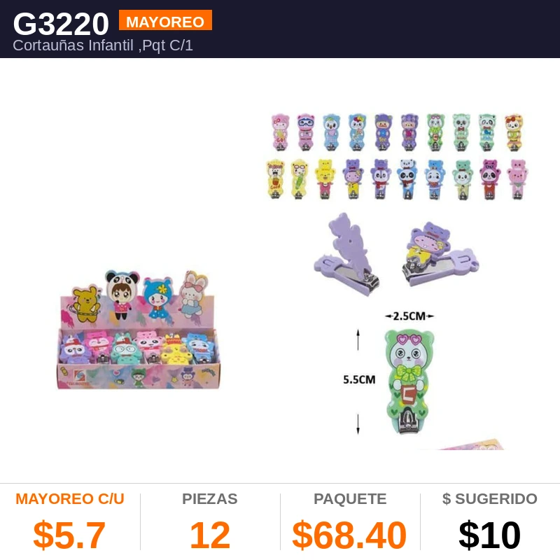 Cortauñas Infantil - Pack x12