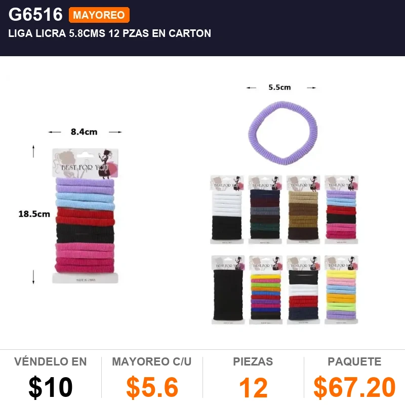Liga Licra 5.8Cms 12 Pzas En Carton - Pack x12