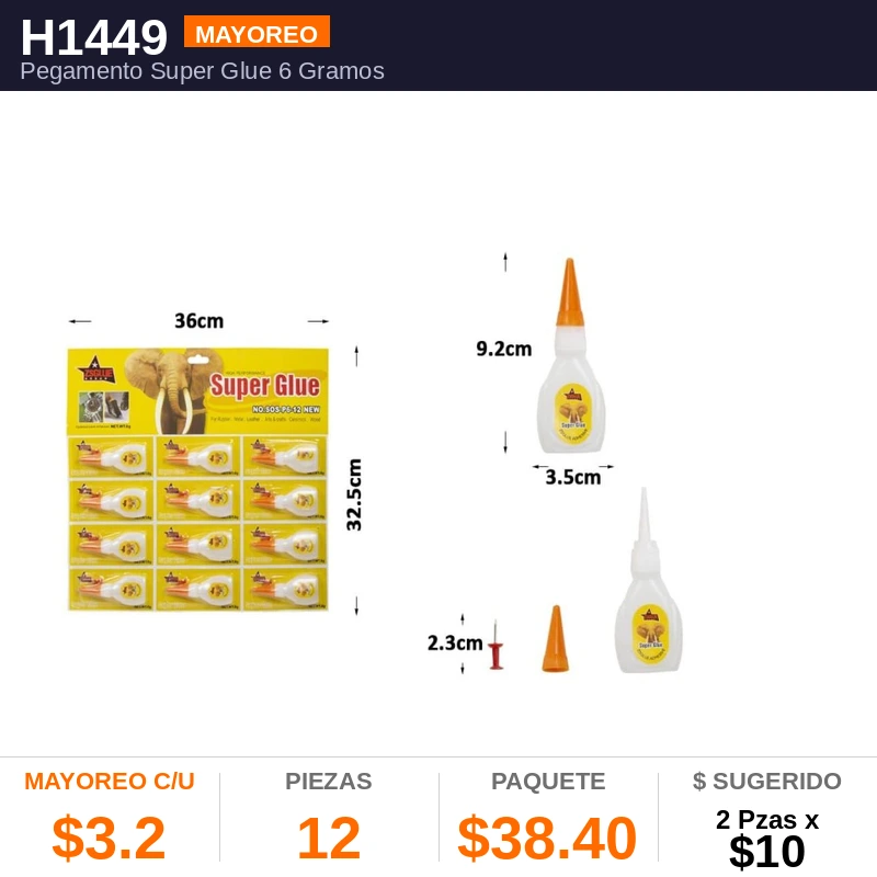 Pegamento Super Glue 6 Gramos- Pack x12