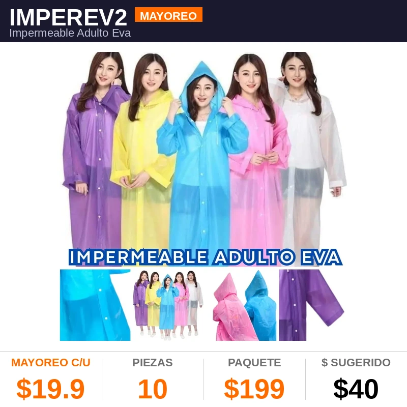Impermeable Adulto Eva - Pack x10