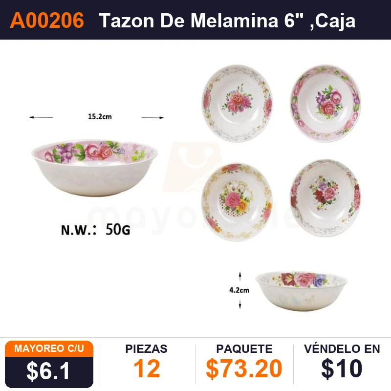 Tazon De Melamina 6" - Pack x12