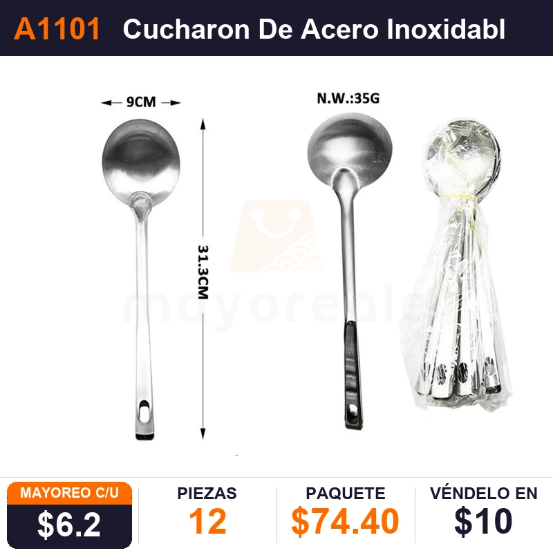 Cucharon De Acero Inoxidable - Pack x12