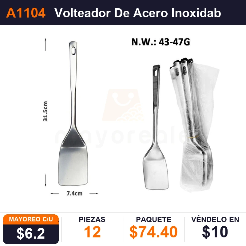 Volteador De Acero Inoxidable - Pack x12